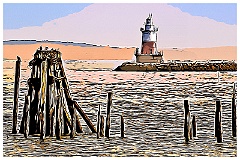 Greens Ledge Light in Connecticut -Digi Paint